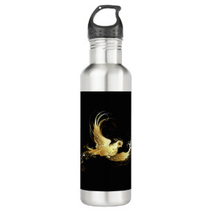 Golden Bird im schwarzen Hintergrund Edelstahlflasche