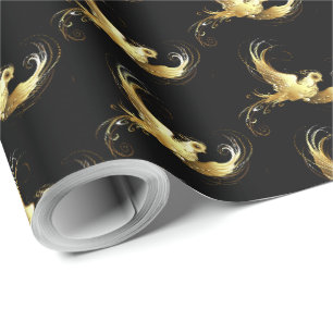 Golden Bird im schwarzen Hintergrund Geschenkpapier