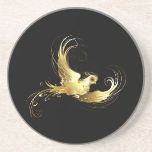 Golden Bird im schwarzen Hintergrund Getränkeuntersetzer