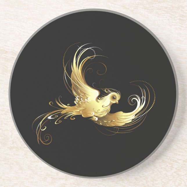 Golden Bird im schwarzen Hintergrund Getränkeuntersetzer (Vorne)