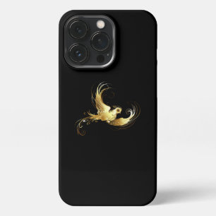 Golden Bird im schwarzen Hintergrund iPhone 13 Pro Hülle