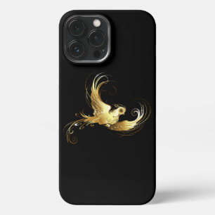 Golden Bird im schwarzen Hintergrund iPhone 13 Pro Max Hülle