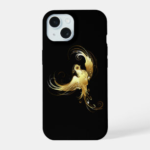 Golden Bird im schwarzen Hintergrund iPhone 15 Hülle