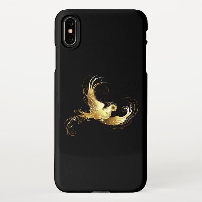 Golden Bird im schwarzen Hintergrund iPhone Hülle (Rückseite)