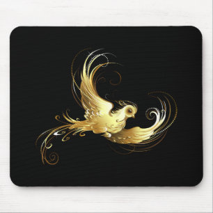 Golden Bird im schwarzen Hintergrund Mousepad