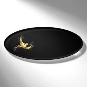 Golden Bird im schwarzen Hintergrund Namenschild