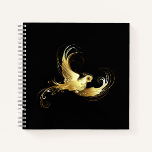 Golden Bird im schwarzen Hintergrund Notizbuch