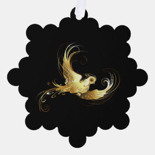Golden Bird im schwarzen Hintergrund Ornament Karte