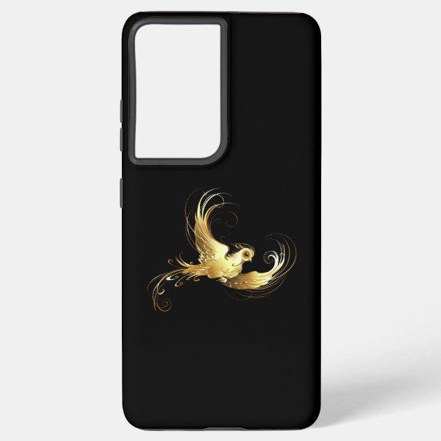 Golden Bird im schwarzen Hintergrund Samsung Galaxy Hülle (Rückseite)