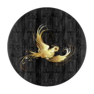 Golden Bird im schwarzen Hintergrund Schneidebrett