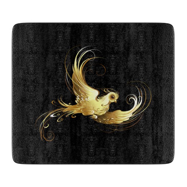 Golden Bird im schwarzen Hintergrund Schneidebrett (Vorderseite)