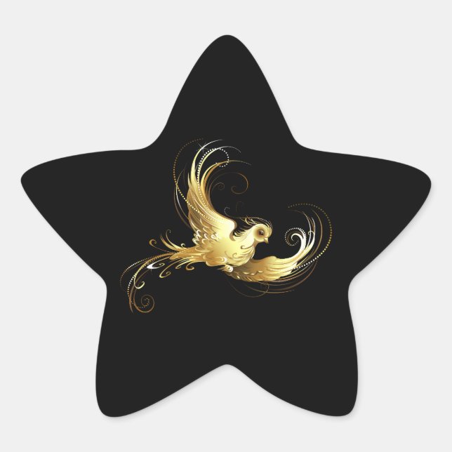Golden Bird im schwarzen Hintergrund Stern-Aufkleber (Vorderseite)
