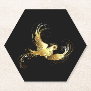 Golden Bird im schwarzen Hintergrund Untersetzer