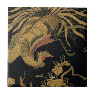 Golden Bird Japanische Klassik Antike Fliese