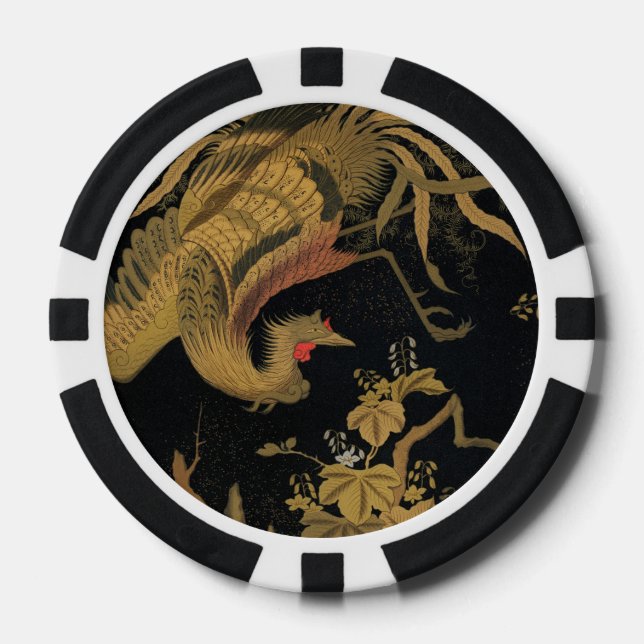 Golden Bird Japanische Klassik Antike Pokerchips (Vorderseite)