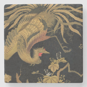 Golden Bird Japanische Klassik Antike Steinuntersetzer
