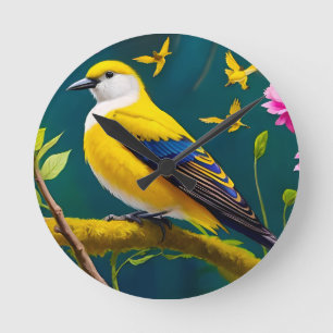 Golden Bird Runde Wanduhr