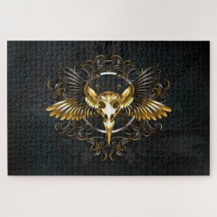 Golden Bird Skull auf schwarzem Hintergrund