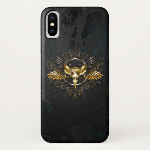 Golden Bird Skull auf schwarzem Hintergrund Case-Mate iPhone Hülle
