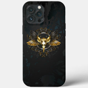 Golden Bird Skull auf schwarzem Hintergrund Case-Mate iPhone Hülle