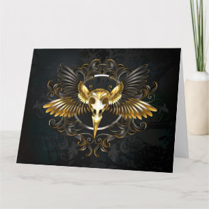 Golden Bird Skull auf schwarzem Hintergrund Dankeskarte