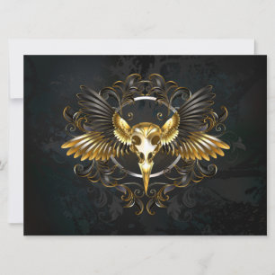 Golden Bird Skull auf schwarzem Hintergrund Einladung