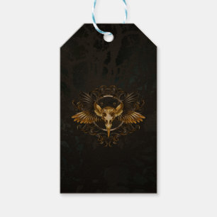 Golden Bird Skull auf schwarzem Hintergrund Geschenkanhänger