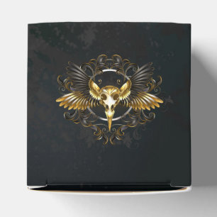 Golden Bird Skull auf schwarzem Hintergrund Geschenkschachtel
