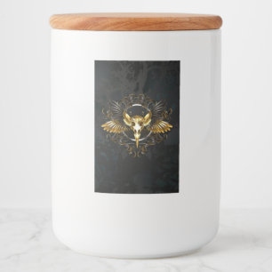 Golden Bird Skull auf schwarzem Hintergrund Lebensmitteletikett