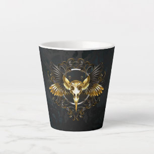 Golden Bird Skull auf schwarzem Hintergrund Milchtasse