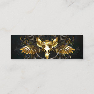 Golden Bird Skull auf schwarzem Hintergrund Mini Visitenkarte