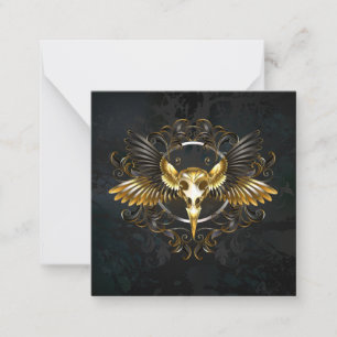 Golden Bird Skull auf schwarzem Hintergrund Mitteilungskarte