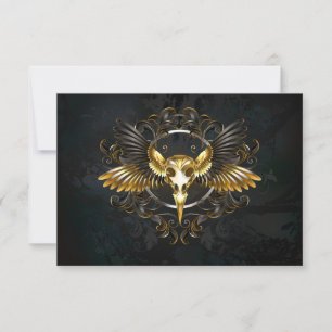 Golden Bird Skull auf schwarzem Hintergrund Mitteilungskarte