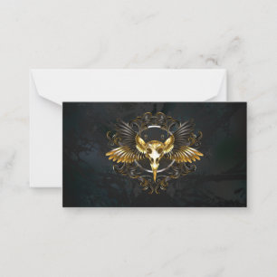 Golden Bird Skull auf schwarzem Hintergrund Mitteilungskarte