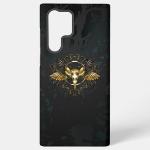 Golden Bird Skull auf schwarzem Hintergrund Samsung Galaxy Hülle