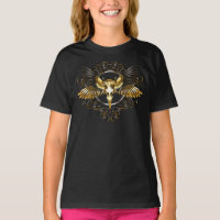 Golden Bird Skull auf schwarzem Hintergrund