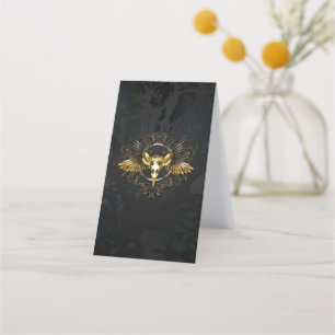 Golden Bird Skull auf schwarzem Hintergrund Treuekarte