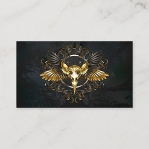 Golden Bird Skull auf schwarzem Hintergrund Visitenkarte