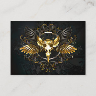 Golden Bird Skull auf schwarzem Hintergrund Visitenkarte