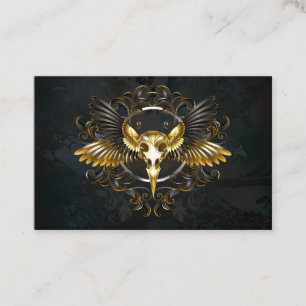 Golden Bird Skull auf schwarzem Hintergrund Visitenkarte