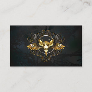 Golden Bird Skull auf schwarzem Hintergrund Visitenkarte