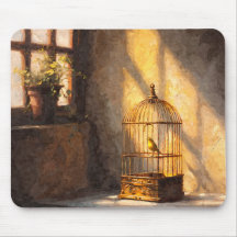 Golden Birdcage Sunlight Window Mousepad