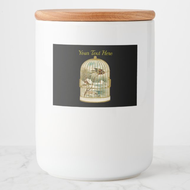 Golden Birdcage Winter Kabine Szene Bird Black Lebensmitteletikett (Vorderseite)
