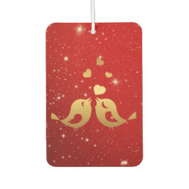 Golden Birds Hearts Red Shiny Schöne Rustikale Autolufterfrischer