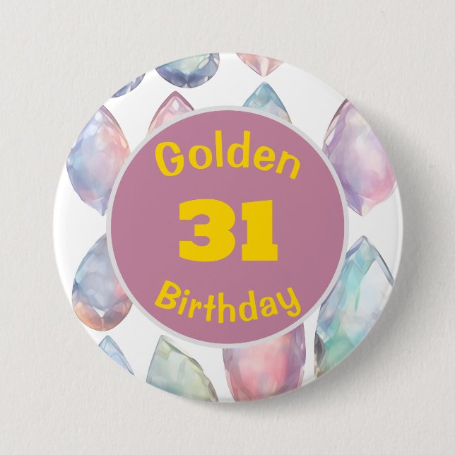 Golden Birthday Oktober Birthstone Custom Button (Vorderseite)