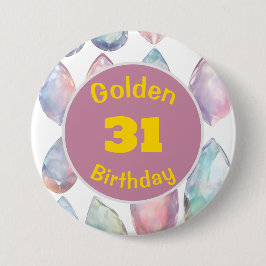 Golden Birthday Oktober Birthstone Custom Button