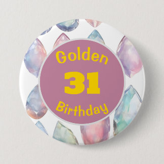 Golden Birthday Oktober Birthstone Custom Button