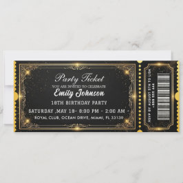 Golden Birthday Party Ticket Invitation 2026 Einladung