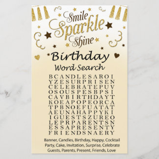 Golden Birthday Word Search Game