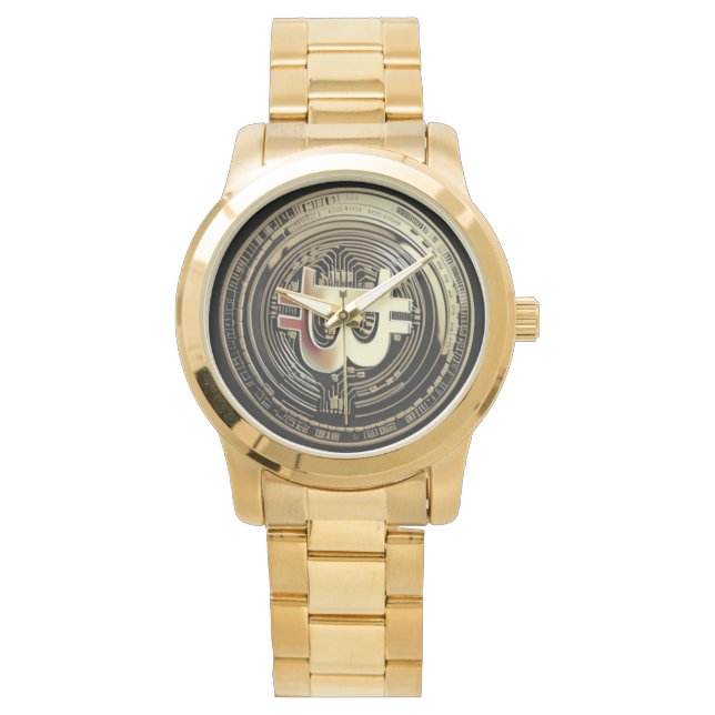 Golden Bitcoin Armbanduhr (Vorderseite)